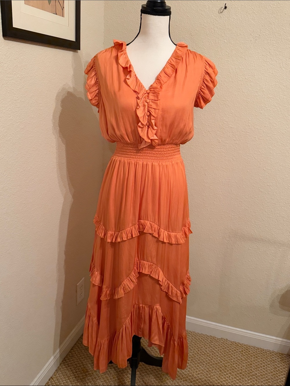 Elie Tahari Orange Dress . Hopscotch Marelle . New With Tags . Small
